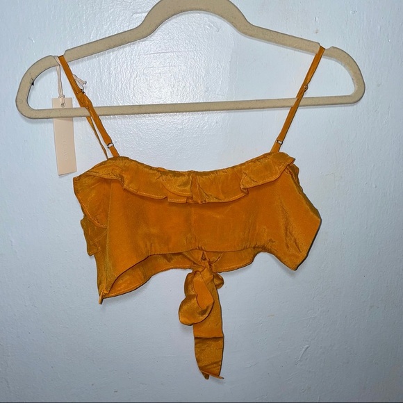 Capulet Orange Ruffled Sleeveless Crop Top Size XS - Picture 5 of 5